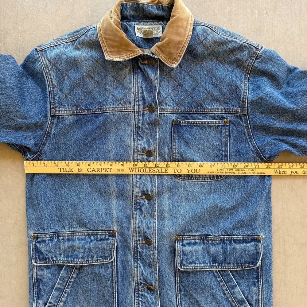 Vintage Banana Republic Safari Denim Chore Jacket Mens M Lined 90s Equestrian - Picture 7 of 10